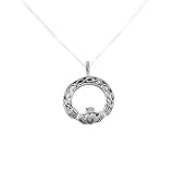 Claddagh Pendant - Sterling Silver Irish Celtic Claddagh Heart Knot Pendant and 18" Necklace Included