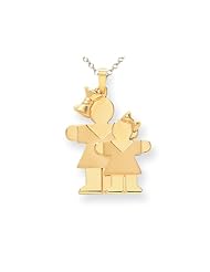 The Kids® Big Girl and Little Girl Engraveable Charm / Pendant in 14 kt Yellow Gold