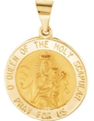 Hollow Round Scapular Medal Pendant 14K Gold Yellow R45324