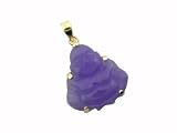 Small Lavender Jade Buddha Pendant with Gold Back Outline, 14k Gold