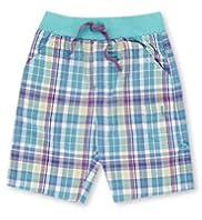 Autograph Pure Cotton Ribbed Waistband Checked Shorts