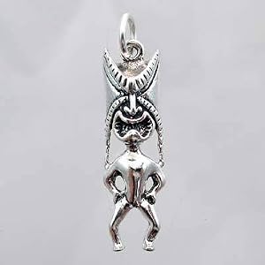 Three Dimensional Tropical Polynesian Tiki Charm in Sterling Silver, #11531