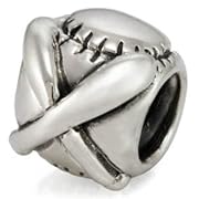 Genuine Ohm Beads (TM) Product. 925 Sterling Silver Baseball Bead Charm. 100% Satisfaction Guaranteed.