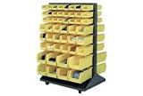 Mobile Double Sided Floor Rack With 84 Bins 36x54