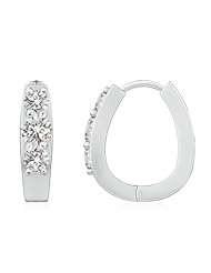 2.1 ct Three Stone Round Diamond Hoop Earrings