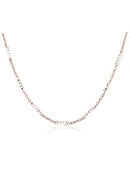 Italian Sterling Silver Rhodium and Rose Gold Plated Rolo and Diamond Cut Bar Chain Necklace