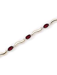 14K Yellow Gold Oval Garnet and Diamond Bracelet
