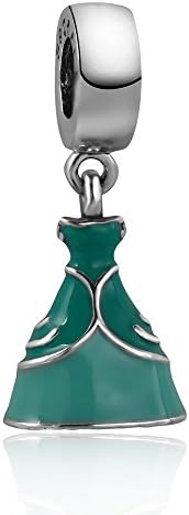 925 Sterling Silver Disney Ariel's Dress Charm with Green Enamel