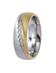 Polished Two Tone Stainless Steel Wedding Ring Ring for Women with 7 Small... by Crazy2Shop