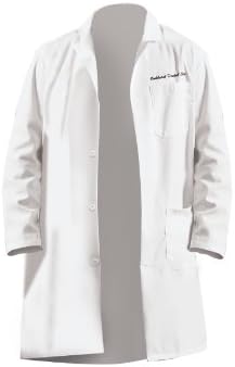 Worklon 49932 Polyester/Cotton Men's Staff Length Lab Coat with Button Front Closure, Size 32, White