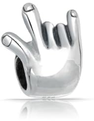Bling Jewelry I Love You Hand Sign Language Bead Charm Silver Fits Pandora