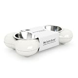 Hing Designs The Bone Bowl with Non Slip Rubber Feet and Dishwasher Safe Removable Stainless Steel Bowls, White