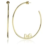 D&G Womens Lover Gold IP Hoop Earrings