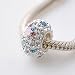 Opal with Pink, White & Blue Swarovski Crystals Charm - Genuine 925 Sterling Silver Core 4.5mm Hole - fits most European bracelets including Pandora, Lovelinks Petite, Biagi and Chamilia