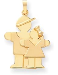 14k Yellow Gold Big Boy & Little Girl Engravable Charm