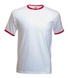 Fruit of the Loom Ringer T Shirt in White / red Size S