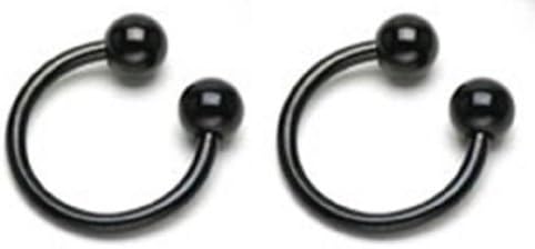 2pcs Black Titanium Anodized Circular Barbell 16G 5/16"(8mm) Length