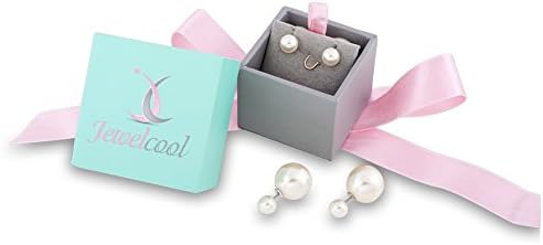 "Flash Deal" JewelCool Double Sided Round Shiny Pearl Like 360 Ball and Clear White Crystal Like Stud Earrings