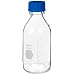 TWD TradeWinds 14395-500 Clear Borosilicate Glass 500mL Media/Storage Bottle with Blue Polypropylene Cap and GL-45 Screw Thread (Case of 10)