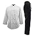 Chef Uniform Set - Chef Coat and Pants (Large, White Coat/Black Pants)