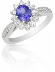 14K White Gold Tanzanite and Diamond Ring -- LIFETIME WARRANTY