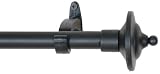 Window Curtain Rod / Drapery Rod 28 Inch - 48 Inch Spin Step Black