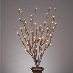 Lighted Everlasting Glow Branches, 20" Bendable Brown 60 LED, Battery Op with Timer