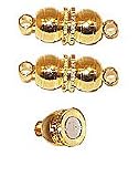 12 Pairs Gold Plated Magnetic Clasps Findings Double Ball 17x6mm