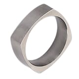 Squared Corner Brushed Titanium Ring (6.0 mm) With Wood Box - Sizes 8-12