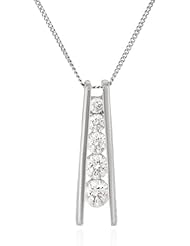 Sterling Silver Swarovski Cubic Zirconia Journey Pendant Necklace, 18"