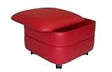 Red Vinyl Square Storage Ottoman