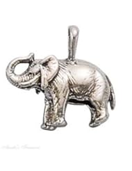 Sterling Silver 3D Standing Tusked Elephant Animal Pendant