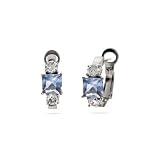 Eve's Addiction Sterling Silver Blue and White CZ Huggies