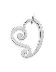 MMA Silver - Curly Polished Open Heart Pendant