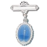 Sterling Silver Christening Baptism Baby Infant Pins Godchild Religious Mary Angel Blue Boy