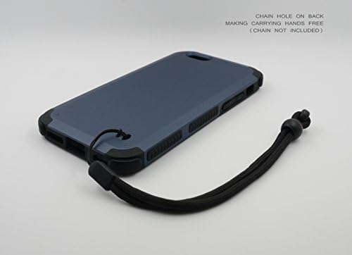 I-Phone 6 (4.7 inch) case, Casewide, Chainlink Series, Heavy Duty, Light weighted, Dual layer designed case combined of polycarbonate hard outer shell and inner TPU. Coated with premium soft matt skin, anti-scratch, anti-shock, chain hole on back making carrying hands free (chain not included) (I-Phone 6, Black and Navy Blue)