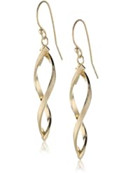 14k Italian Yellow Gold Satin and High Polished Swirl Dangle Earrings