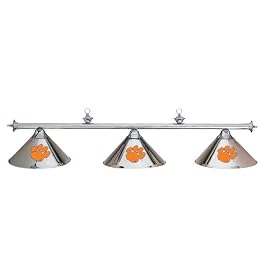 Clemson Tigers 3pc CHROME POOL TABLE LIGHT LAMP W  SHADES