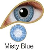 MesmerEyez Naturalz Misty Blue Coloured Disposable Contact Lenses Lens 1 Month Very High Quality + Multi Purpose Solution + Case