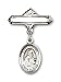 Sterling Silver Baby Badge with St. Isidore of Seville Charm and Polished Badge Pin St. Isidore of Seville is the Patron Saint of Computers/Internet