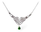 Celtic Taper Gem Necklace in Emerald Crystal and Sterling Silver