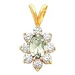 14K Yellow Gold Green Amethyst and Diamond Pendant