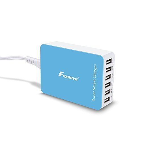 Foxnovo 50w 10a 6 port desktop usb charger hub, multi port usb ch…