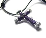 Dark Purple Horseshoe Nail Cross Necklace