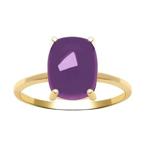 10k Yellow Gold Cushion Cabochon Amethyst Ring, Size 7 by
