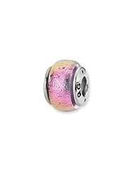 Purple and Pink Dichroic Handmade Glass Charm for 3mm Charm Bracelets