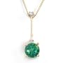 14k Yellow Gold Round Created Emerald and Diamond Drop Pendant, 17"