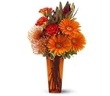 Orange Gerberas and Protea Flowers Bouquet Camp Fire