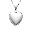 Sterling Silver Polished Heart Locket Pendant, 18