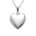 Sterling Silver Polished Heart Locket Pendant, 18"